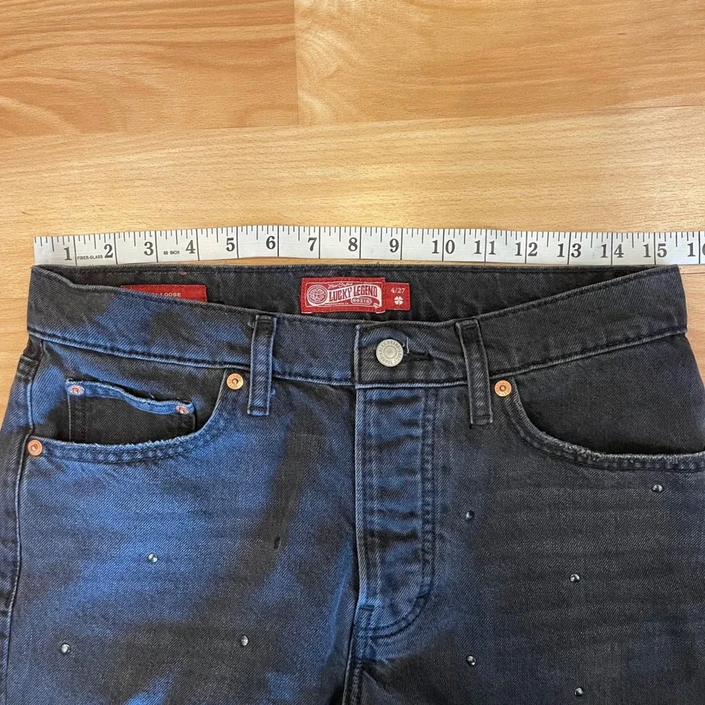 Lucky Brand Lucky Legend Jeans‎ Womens 4/27 Black Cotton 90s Loose Stud Western